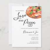 Invitation aquarelle moderne Amour et Pizza (Devant)