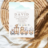 Invitation Aquarelle moderne animal sauvage 1er anniversaire