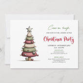 Invitation aquarelle moderne arbre de Noël drôle (Devant)