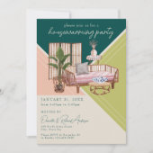 Invitation Aquarelle moderne Art Déco Fête de Ménage (Devant)