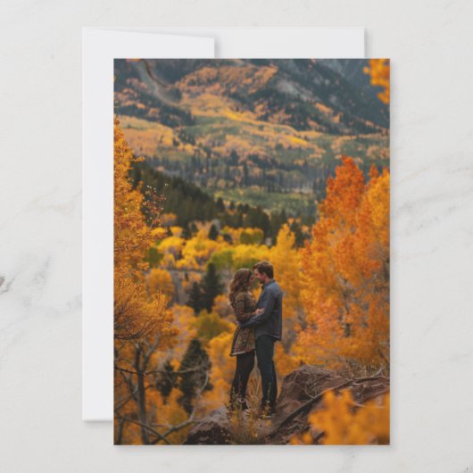 Invitation Aquarelle moderne Automne Mountain Photo Mariage (Dos)