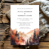Invitation Aquarelle moderne Automne Mountain QR Code Mariage