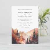 Invitation Aquarelle moderne Automne Mountain QR Code Mariage (Debout devant)