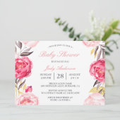 Invitation Aquarelle moderne Baby shower botanique floral (Debout devant)