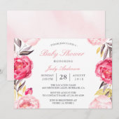 Invitation Aquarelle moderne Baby shower botanique floral (Devant / Derrière)