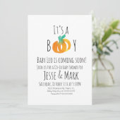 Invitation Aquarelle moderne Baby shower Citrouille minuscule (Debout devant)