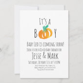 Invitation Aquarelle moderne Baby shower Citrouille minuscule (Devant)