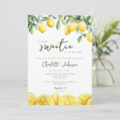 Invitation Aquarelle moderne Baby shower Citrus citron (Debout devant)