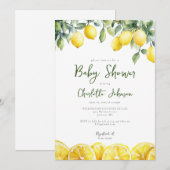 Invitation Aquarelle moderne Baby shower Citrus citron (Devant / Derrière)
