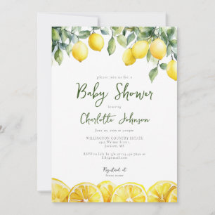 Invitation Aquarelle moderne Baby shower Citrus citron