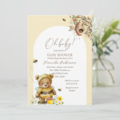 Invitation Aquarelle moderne Baby shower d'abeille douce (Debout devant)