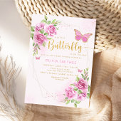 Invitation Aquarelle moderne Baby shower papillon rose