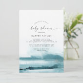 Invitation Aquarelle moderne | BABY SHOWER TURQUOISE (Debout devant)
