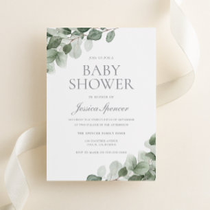 Invitation Aquarelle moderne Baby shower vert