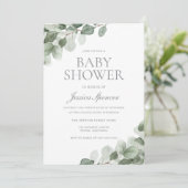 Invitation Aquarelle moderne Baby shower vert (Debout devant)