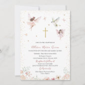 Invitation Aquarelle moderne Baptême Magique Fée Florale Pr (Devant)