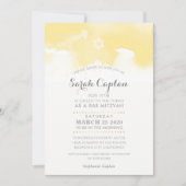 Invitation Aquarelle moderne bat mitzvah jaune pâle gris (Devant)