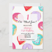Invitation Aquarelle moderne beignets motif amusement 1er ann (Devant)