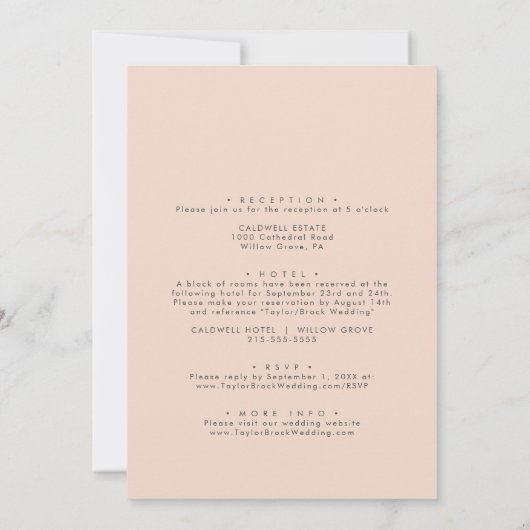 Invitation Aquarelle moderne bleu & broche Mariage avant arri (Dos)