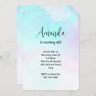 Invitation Aquarelle moderne bleu et violet Abstrait Annivers