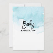 Invitation Aquarelle moderne bleu garçon Oh Baby shower de ga (Dos)
