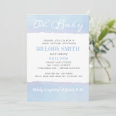 Invitation Aquarelle moderne bleu OH Baby shower BÉBÉ (Debout devant)