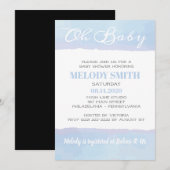 Invitation Aquarelle moderne bleu OH Baby shower BÉBÉ (Devant / Derrière)