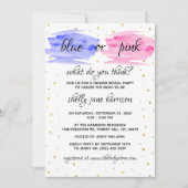 Invitation Aquarelle Moderne Bleue Ou Rose Fête De Révélation (Devant)