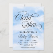 Invitation Aquarelle moderne Blue Cloud Neuf Baby shower (Devant)