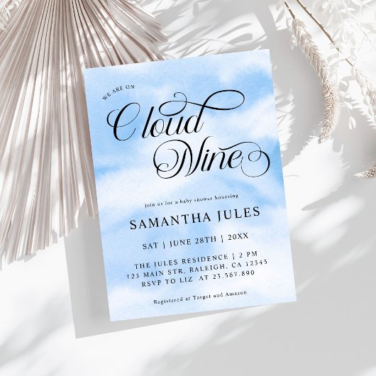 Invitation Aquarelle moderne Blue Cloud Neuf Baby shower