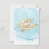 Invitation Aquarelle moderne Blue Gold Oh Baby shower (Dos)