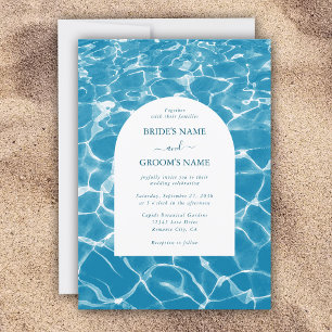 Invitation Aquarelle moderne Blue Ocean Beach Mariage