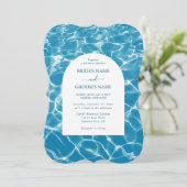 Invitation Aquarelle moderne Blue Ocean Beach Mariage (Debout devant)