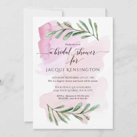 Invitation Aquarelle moderne Blush Pink Eucalyptus Folio (Devant)