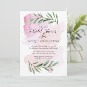 Invitation Aquarelle moderne Blush Pink Eucalyptus Folio (Debout devant)