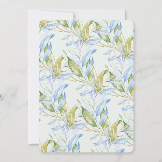 Invitation Aquarelle Moderne Boho Branches Feuilles Mariage (Dos)