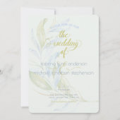 Invitation Aquarelle Moderne Boho Branches Feuilles Mariage (Devant)