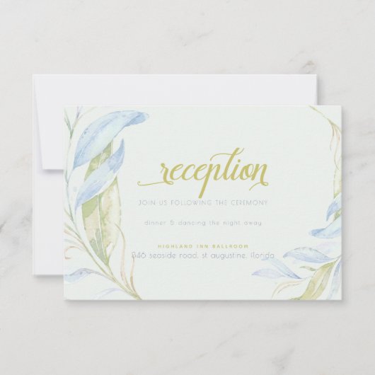 Invitation Aquarelle Moderne Boho Branches Feuilles Réception (Devant)
