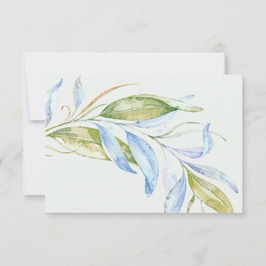Invitation Aquarelle Moderne Boho Branches Feuilles Réception (Dos)