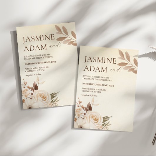 Invitation Aquarelle moderne Boho Floral Mariage d'automne