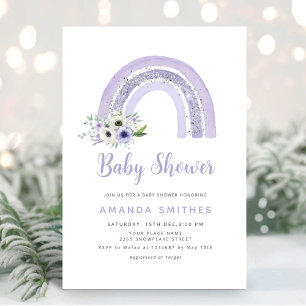 Invitation Aquarelle moderne Boho Rainbow Girl Baby shower