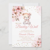 Invitation Aquarelle moderne Boho Teddy Bear Girl Baby shower (Devant)