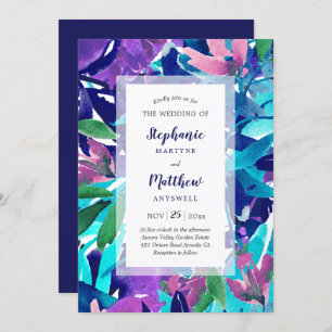 Invitation Aquarelle moderne Bold Marine violet Aqua Mariage