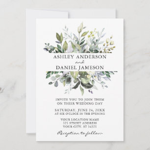 Invitation Aquarelle moderne Botanique Mariage de verdure