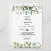 Invitation Aquarelle moderne Branche des Feuilles verts (Devant)