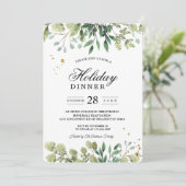 Invitation Aquarelle moderne Branche des Feuilles verts (Debout devant)