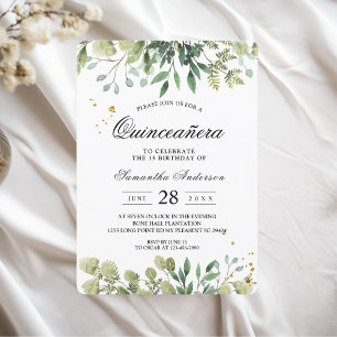 Invitation Aquarelle moderne Branche des Feuilles verts