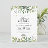 Invitation Aquarelle moderne Branche des Feuilles verts (Debout devant)