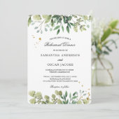 Invitation Aquarelle moderne Branche des Feuilles verts (Debout devant)