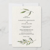 Invitation Aquarelle moderne Branche d'olive verte (Devant)